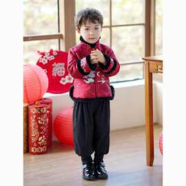 男童汉服唐装中国风儿童拜年服喜庆红色新年过年衣服宝宝周岁礼服
