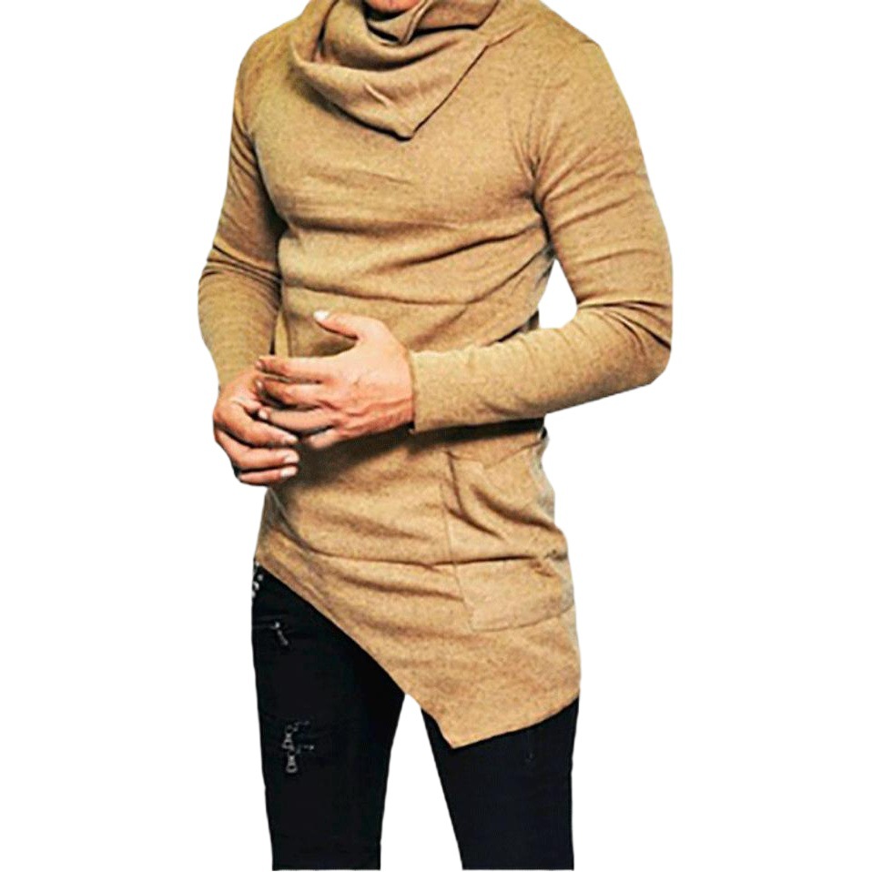 Spring and Autumn New Style European and American Style Pile Collar Long-Sleeved Thin Men's Tops Men's Clothing