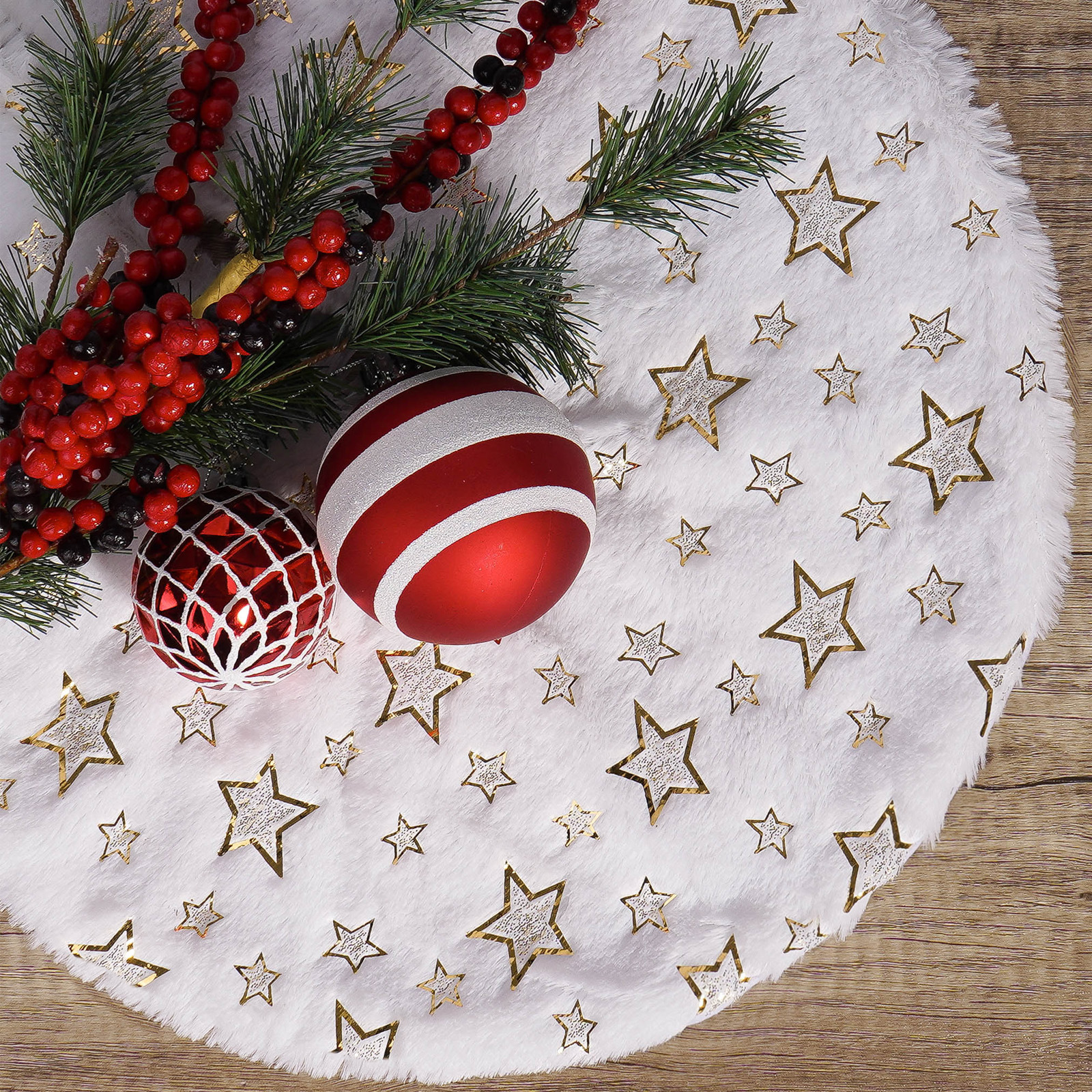 Navidad transfronteriza mini falda de árbol de Navidad decoración de escritorio delantal de árbol de Navidad de plata estrella de oro falda de peluche