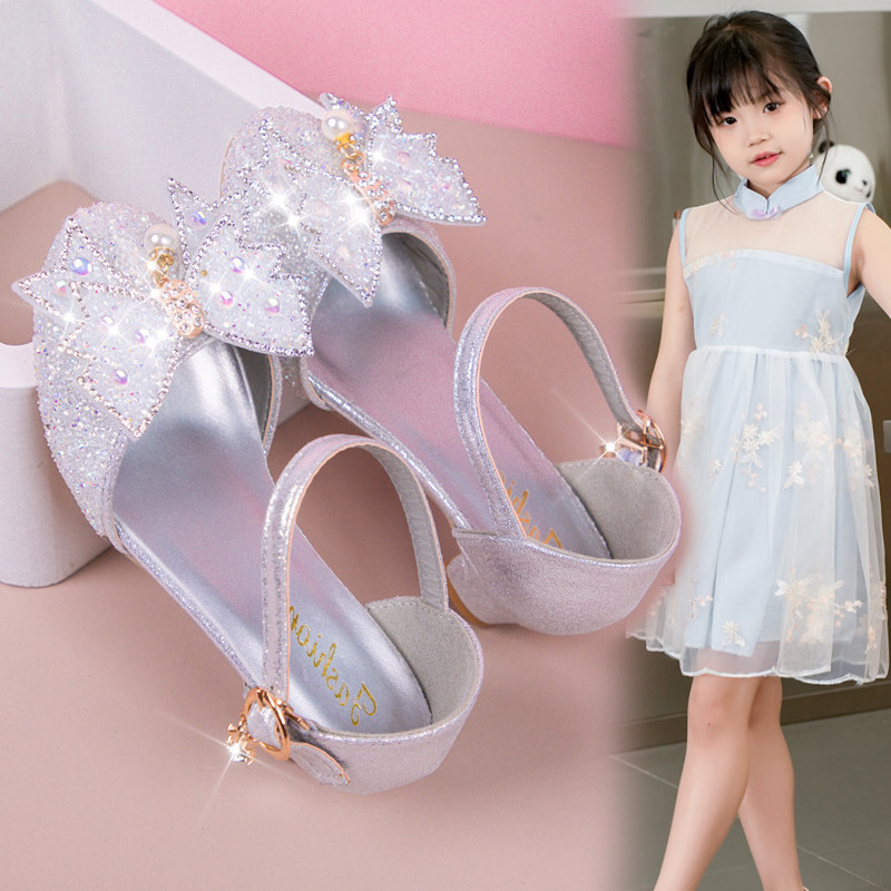 Girls' Sandals Summer 2026 New Fashion Princess Shoes for Older Children Crystal Shoes for Little Girls Performance Shoes