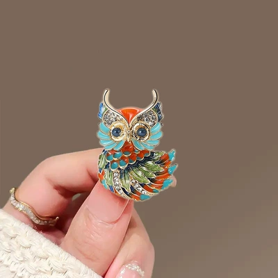 Yaxa sancaqları Men and Women High-end Corsage - red-colored-owl-brooch