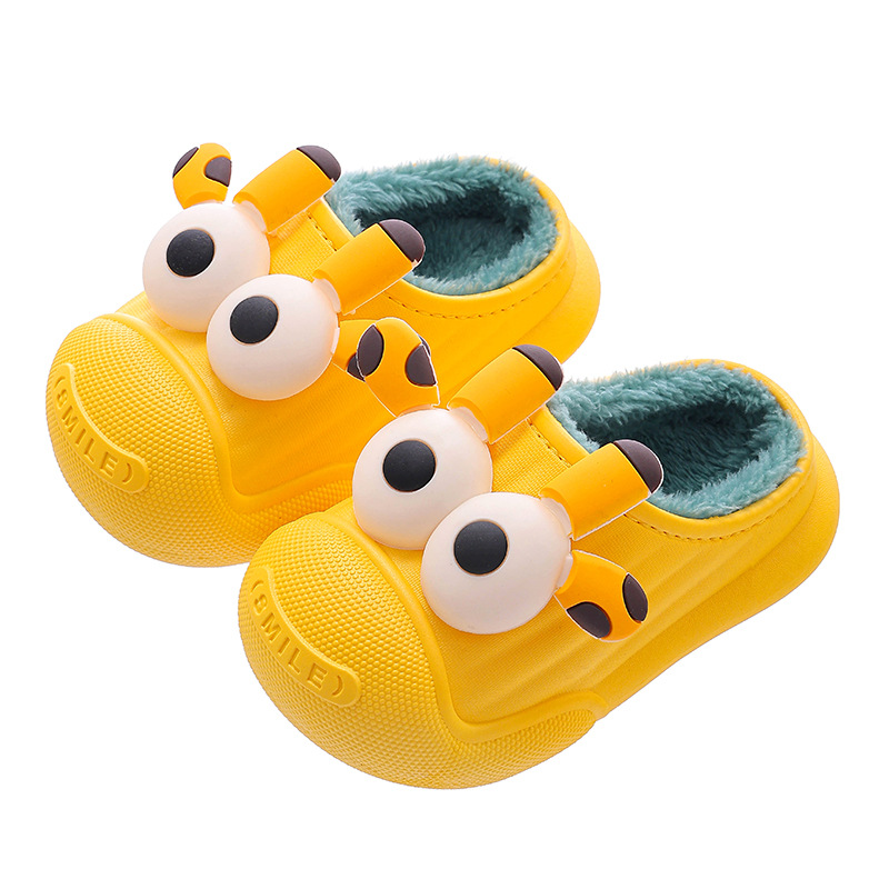 Otoño y invierno zapatillas de algodón para niños, niños y niñas, calentamiento de terciopelo impermeable, lindos zapatos de algodón para niños pequeños y medianos, bolsas caseras para bebés