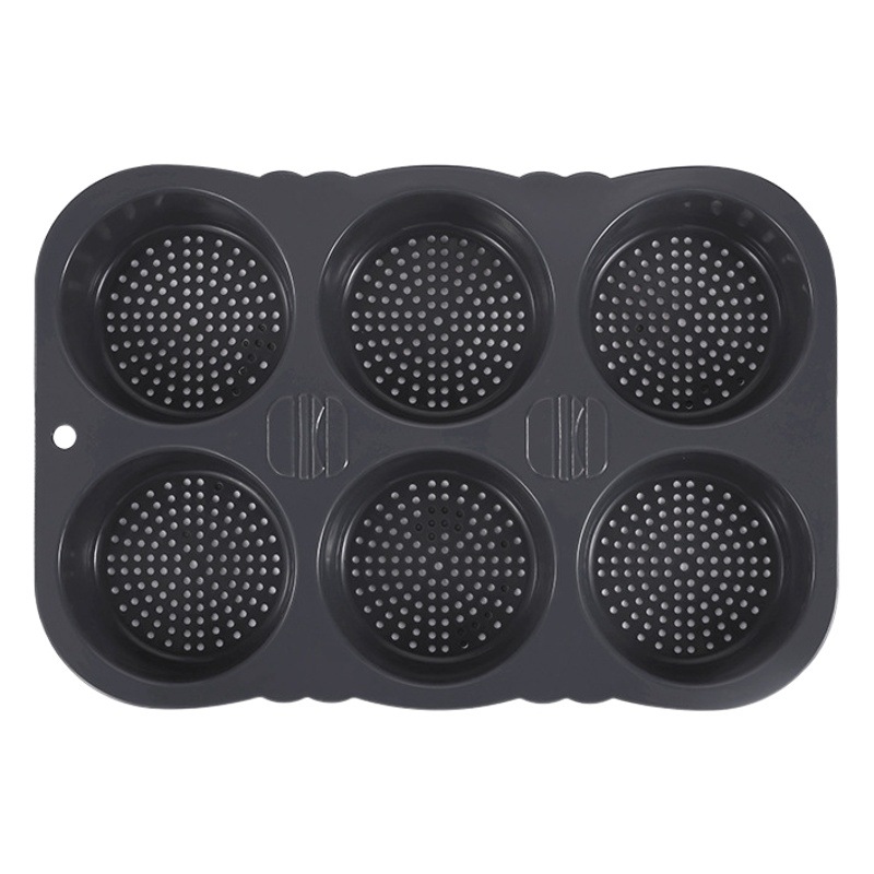 Transfronterizo Amazon de calidad alimentaria molde de hamburguesa de silicona molde de pan francés de 6 hoyos fácil desmoldeo herramientas de cocina para hornear