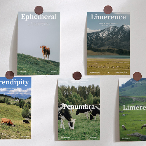 10 Pastoral Song Landscape Art Postcards, Simple Ins Style Handmade Material Birthday Greeting Cards