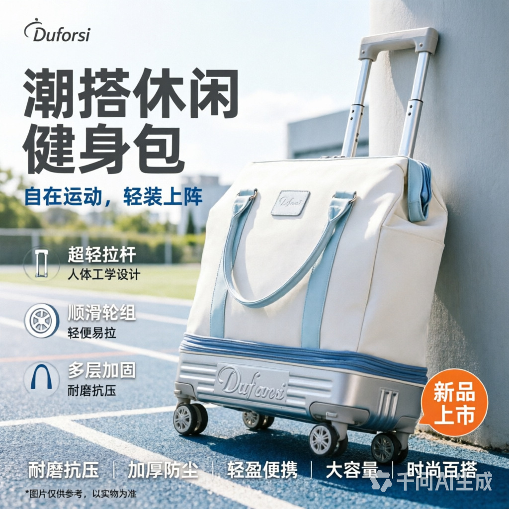 New trolley bag with detachable universal wheels, expandable travel suitcase, checked bag, luggage bag, foldable storage carry-on bag