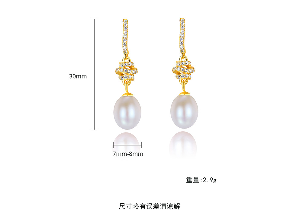 925 Silver Vintage Zircon Pearl Long Earrings display picture 6