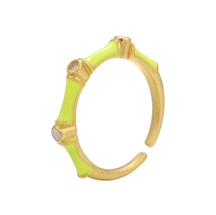 Copper Material Women's Korean-style Fashionable Drip Ring, Adjustable Round Diamond-embedded Cross-border Diy Ornament Accessories