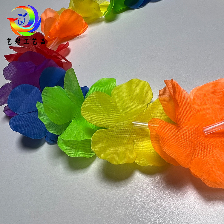 Guirnaldas hawaianas poliéster, 24 pares 6cm/100cm coloridas
