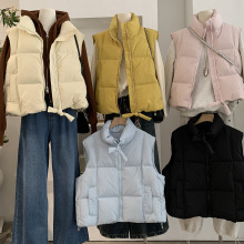 欧玛莱 立领加厚简约休闲白鸭绒羽绒服马甲纯色韩版外穿背心 5230