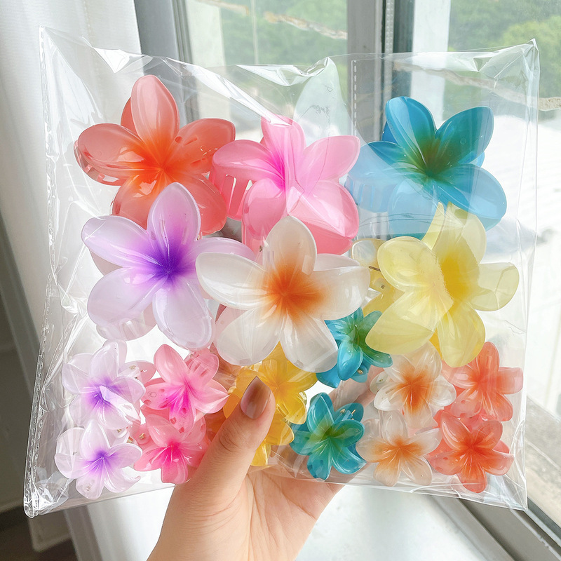 新色の絶妙なプルメリアヘアピン3点セット、スイートヘアクリップ、おしゃれなハーフタイヘアピン|undefined