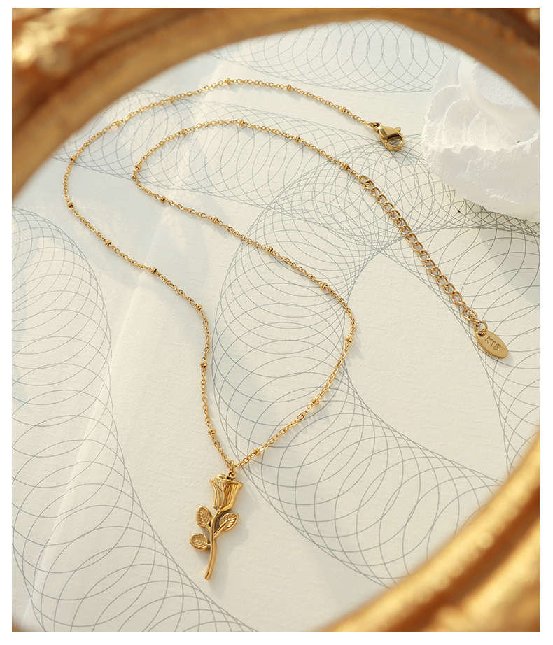 hip hop style rose flower pendant necklace ring