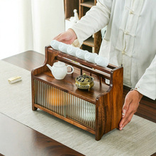 南美胡桃木木质杯架长虹沥水推拉柜茶具杂物实木收纳柜桌面展示柜