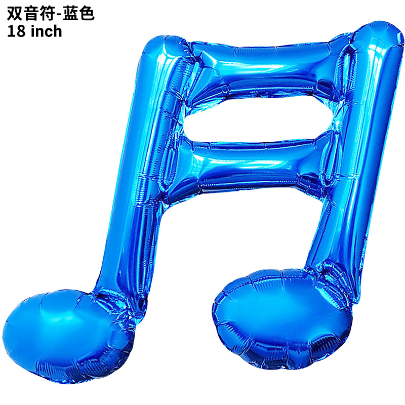 Globo transfronterizo de 18 pulgadas de una sola nota de dos notas, símbolo musical, forma de globo de película de aluminio, decoración de la escena de la fiesta de cumpleaños