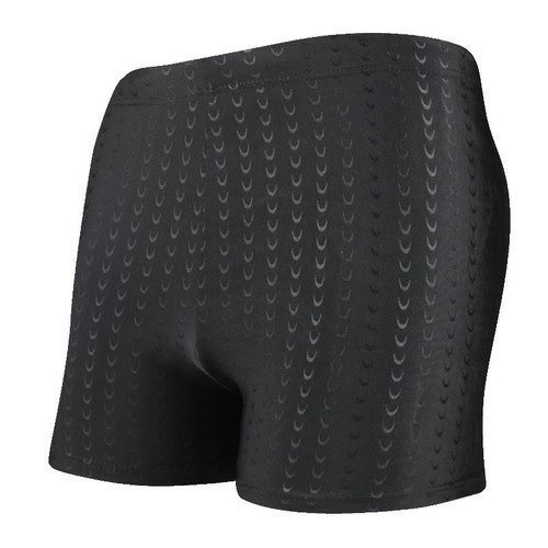 Men's Pure Black Oversized Professional Waterproof Quick-Drying Bionic Sharkskin Swim Trunks for Hot Springs and Racing