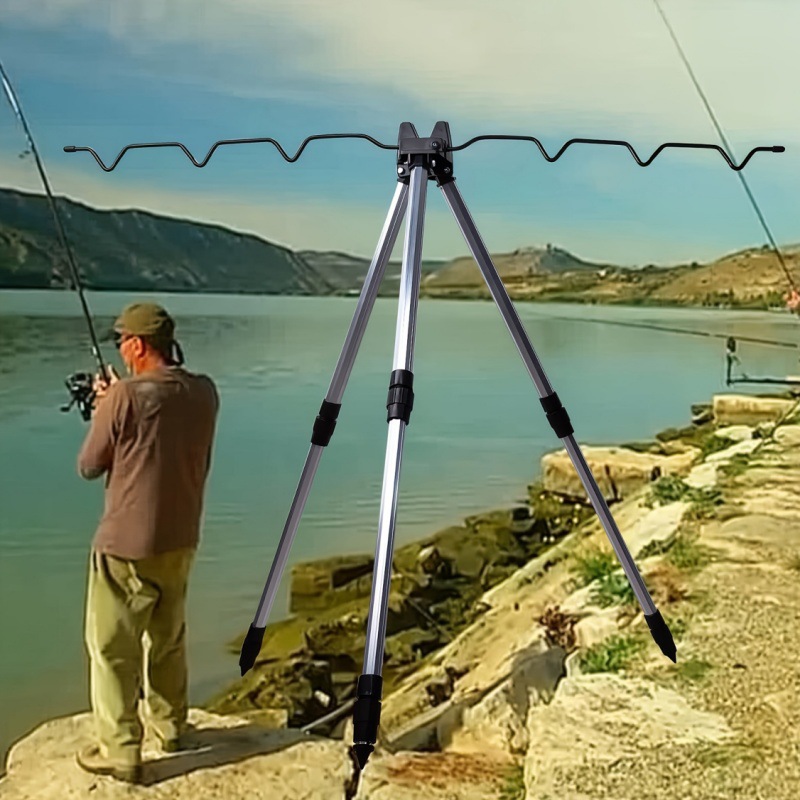Cross-Border Fishing Telescopic Positioning Aluminum Alloy Tripod Multi-Functional Turret Sea Rod Bracket Fishing Gear Fishing Rod Rack