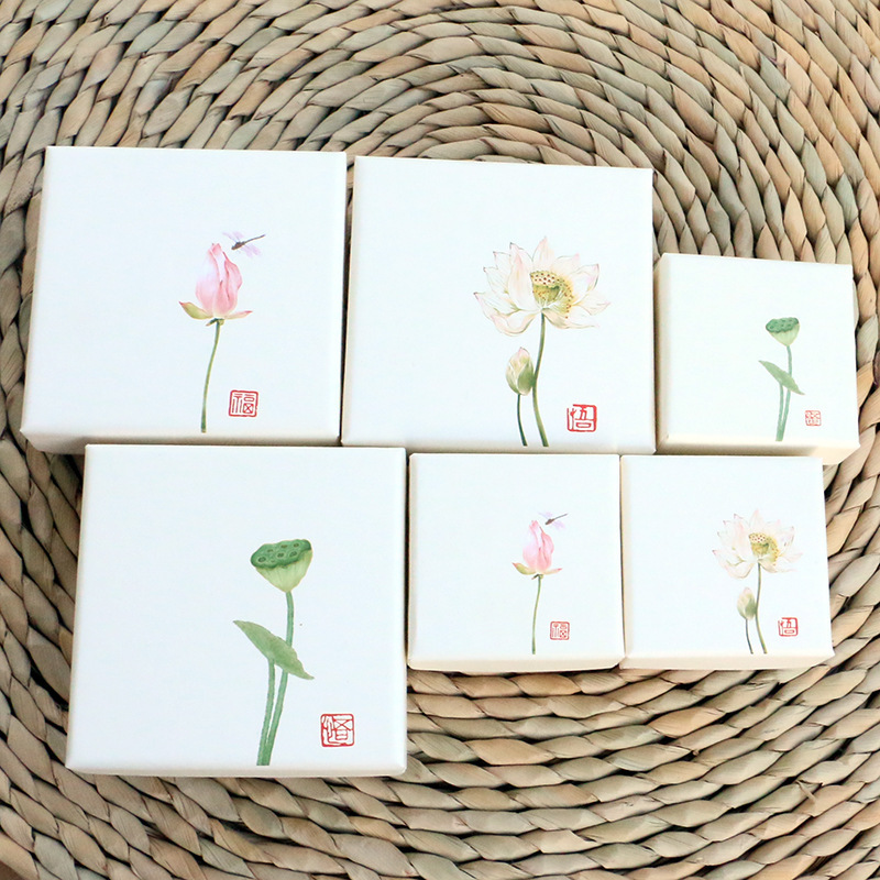 Creative retro Chinese style jewelry packaging box lotus cover jewelry box ring necklace box in stock wholesale Creative retro Chinese style jewelry packaging box lotus cover jewelry box ring necklace box in stock wholesale
