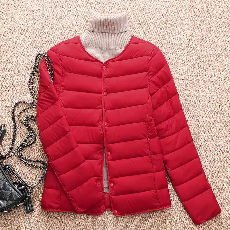 2025年新作 ダウンコットンジャケット レディース 薄手 ショート丈 おしゃれ 暖かい 中高年向け スリムフィット 中綿ジャケット