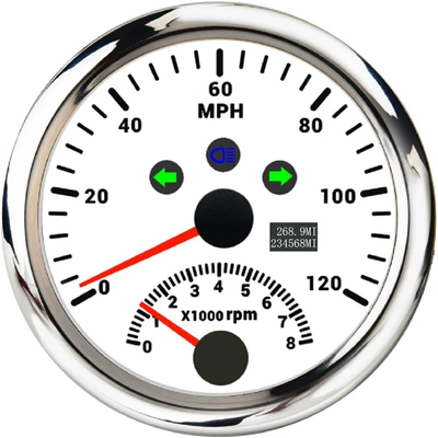 and right turn signal high — automobile instrument - 120mph-silver-edged-white