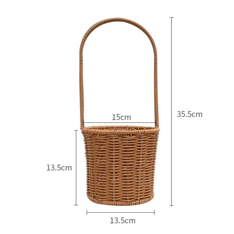 Cesta de hierro tejida a mano para el día del maestro, cesta de flores de mano de ratán de estilo pastoral retro, cesta de arreglo floral para salón, bricolaje