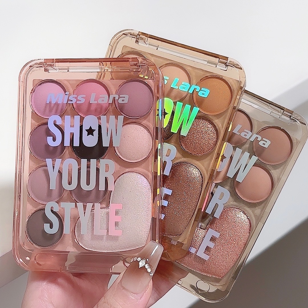 Transfronterizo Miss Lara amor diez colores de sombras de ojos de alto brillo en un disco mate parpadeante impermeable no es fácil quitar el maquillaje disco de sombras de ojos