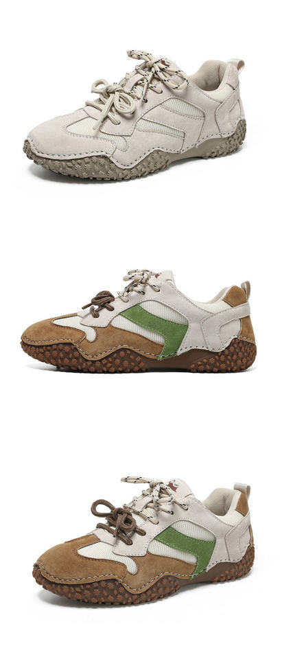 Giày thể thao unisex cỡ lớn da thật mũi tròn, giày sneaker dã ngoại thường ngày — 6885 màu cát, 6885 màu nâu, 6885 màu đỏ rượu, 6886 màu cát chi tiết 31