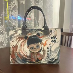 クリエイティブ油絵フェルトバッグオープン大容量多用途通勤新しい国民風熱転写昇華フェルトハンドバッグ