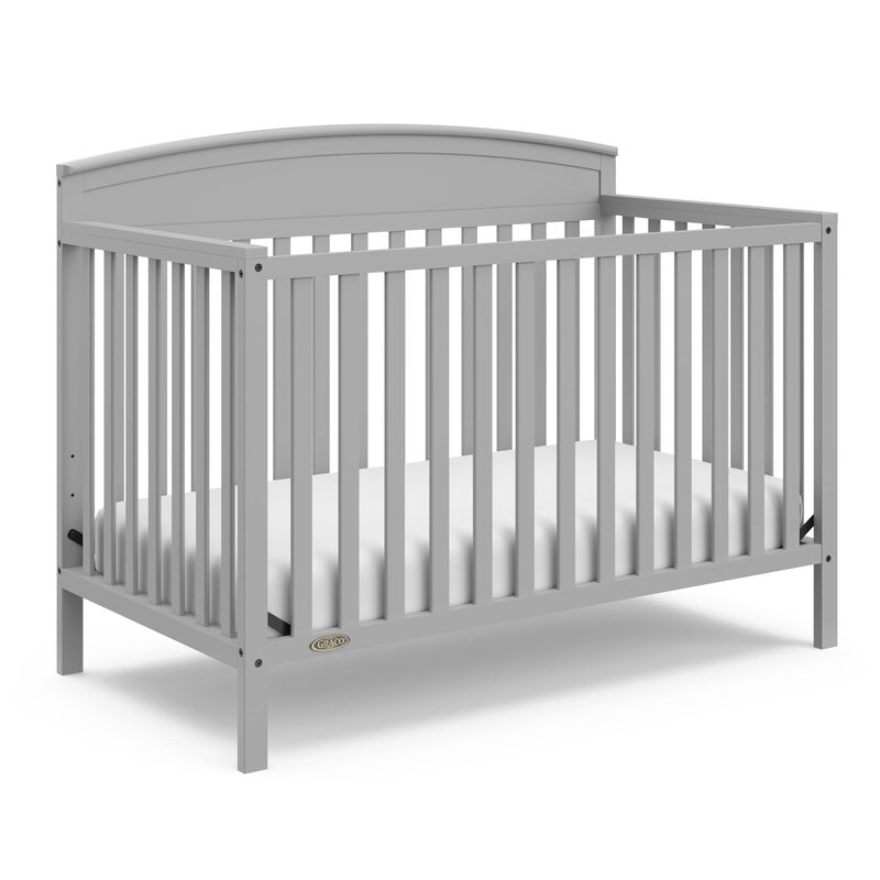 Multifunctional conversion standard size crib bed bottom height adjustable gray modern children's room nursery