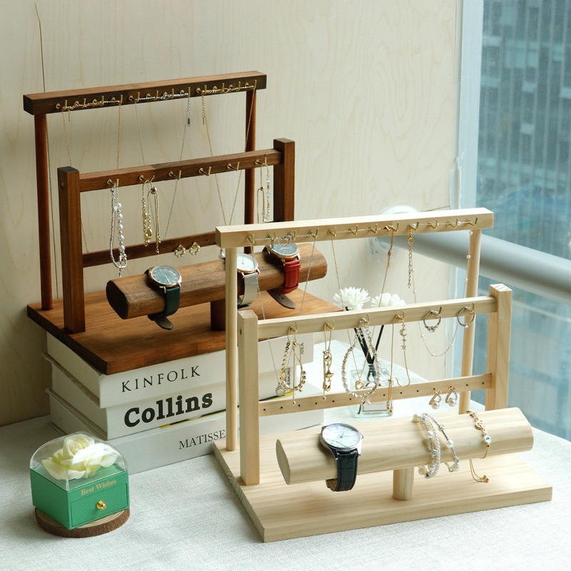 实木带钩首饰展示架项链挂架挂钩耳环钥匙扣展示架手链手镯陈列架|undefined