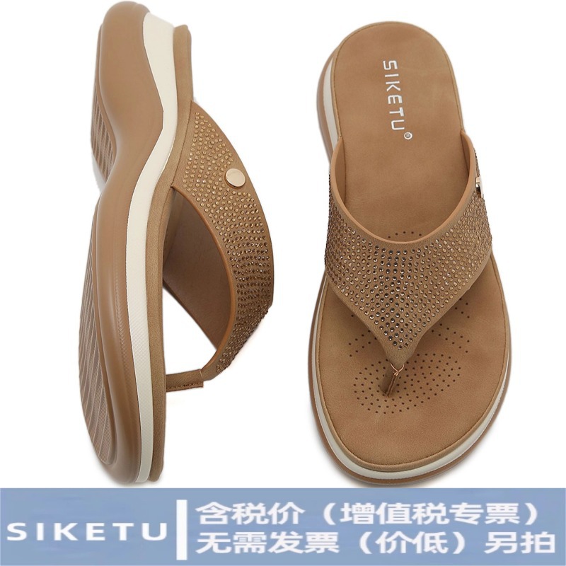 4003-1 Nuevo 2025 primavera y verano puntual taladro moda slope tacones anti-deslizantes zapatos de mujer de viaje un cabello