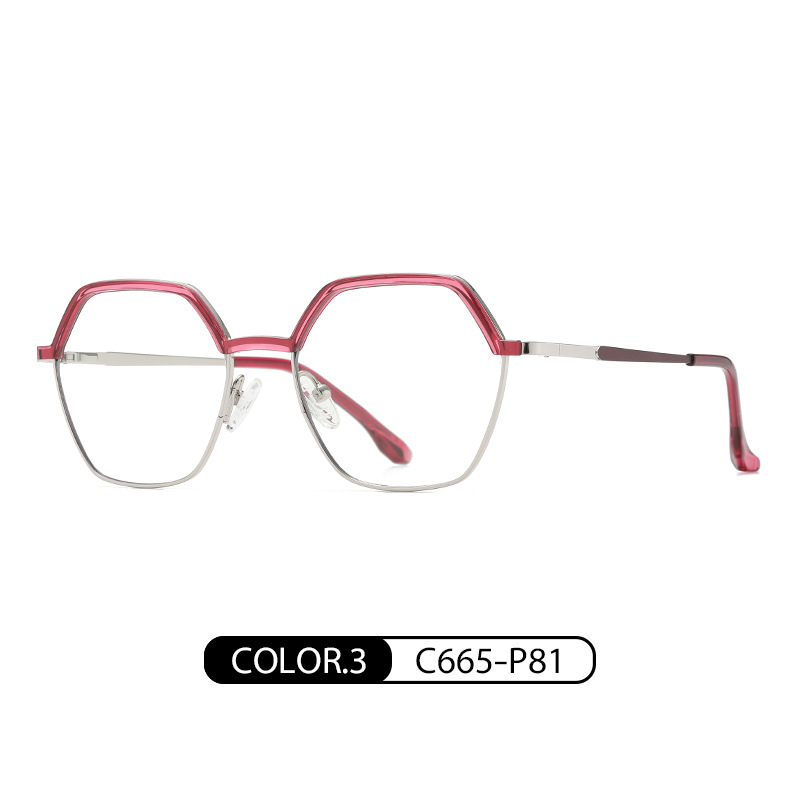 TB3202 personalidad de dos colores anti-azul gafas de luz En stock nuevas gafas de miopía Marco de moda de las mujeres polígono gafas lisas