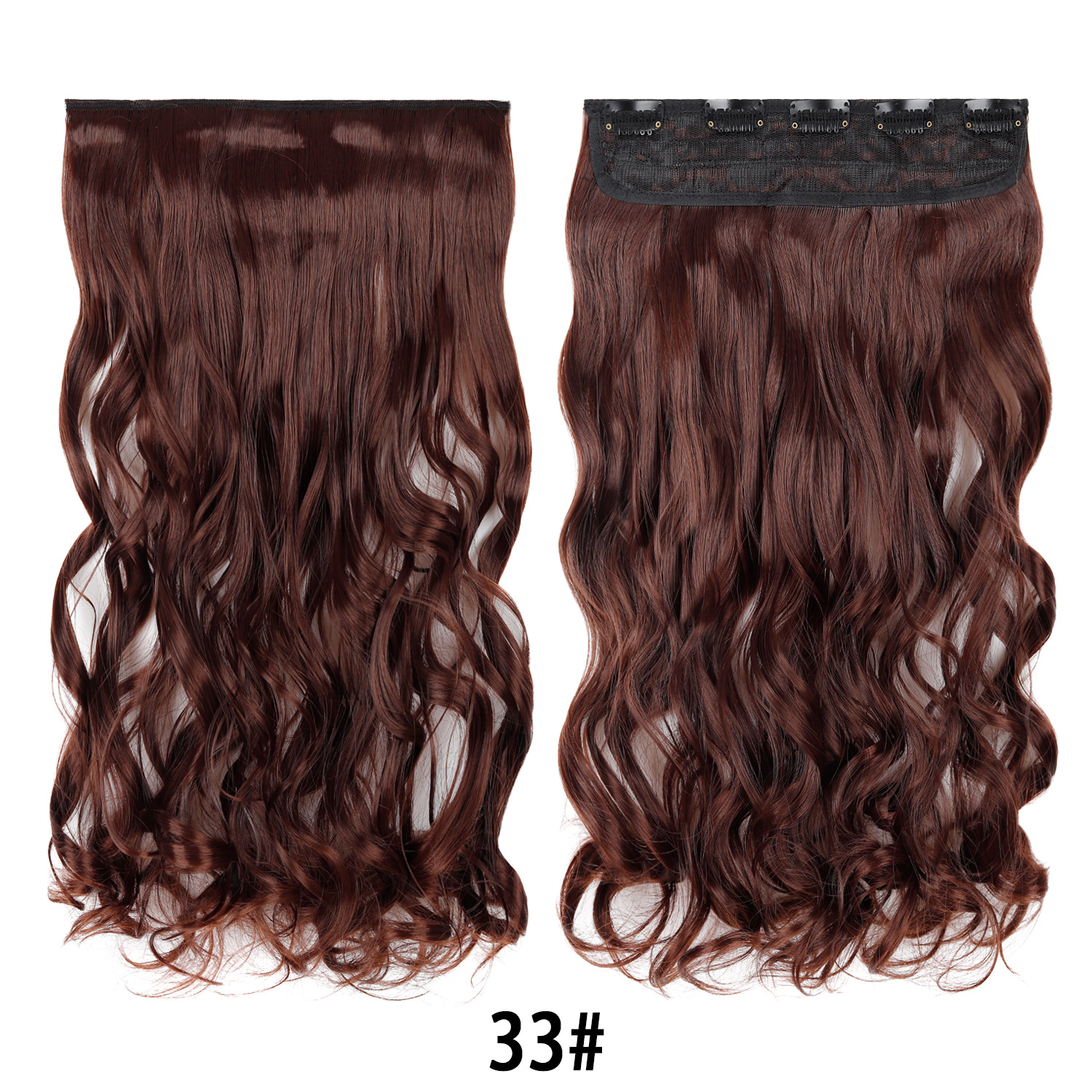 Extensión de Cabello de 5 Clips de 18 Pulgadas de Fibra de Alta Temperatura Rizado para Señoras