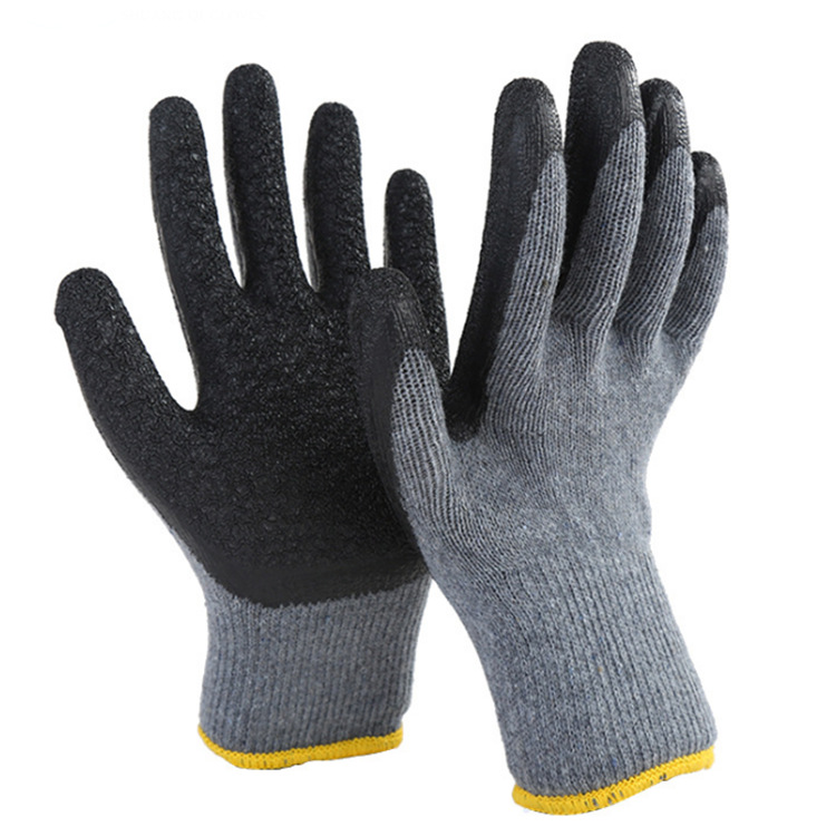 定制涤棉手套芯乳胶起皱浸胶手套工地安全防护花园工作防滑耐磨