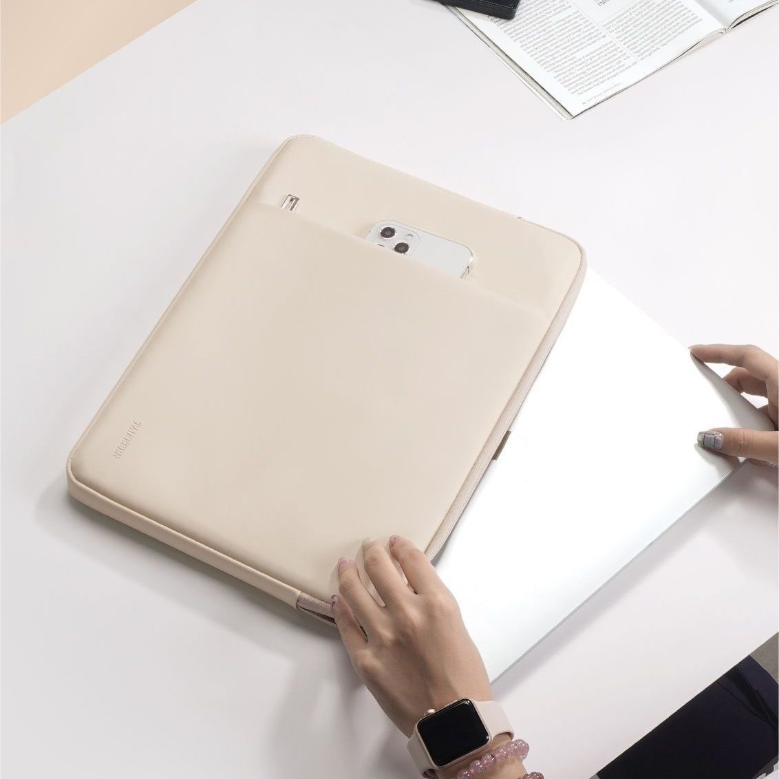 New Minimalist Style Inner Bag with Large Capacity, Suitable for Apple and Huawei Laptops, Shockproof and Anti-Drop Computer Bag