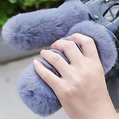 電動ハンドル手袋冬保温防寒ウサギの毛とベルベットはバイクの電気自動車三輪車のハンドルカバーを厚くした