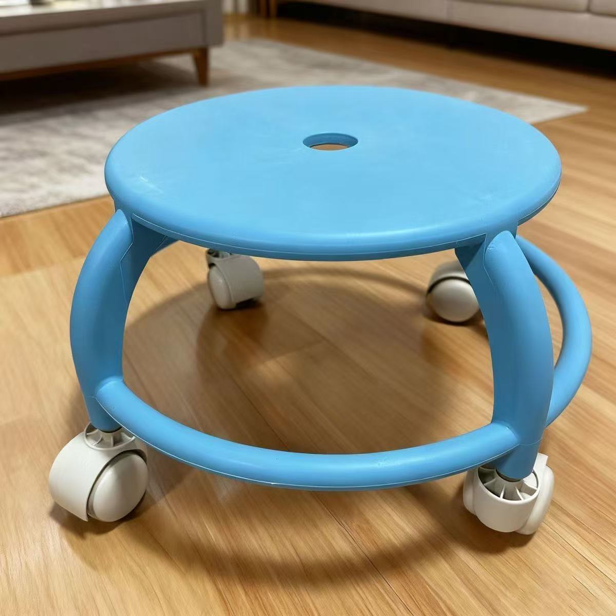 Polia bajo taburete de plástico taburete redondo silencioso para niños giratorio doméstico con bambina de belleza taburete de rueda universal bandeja de maceta