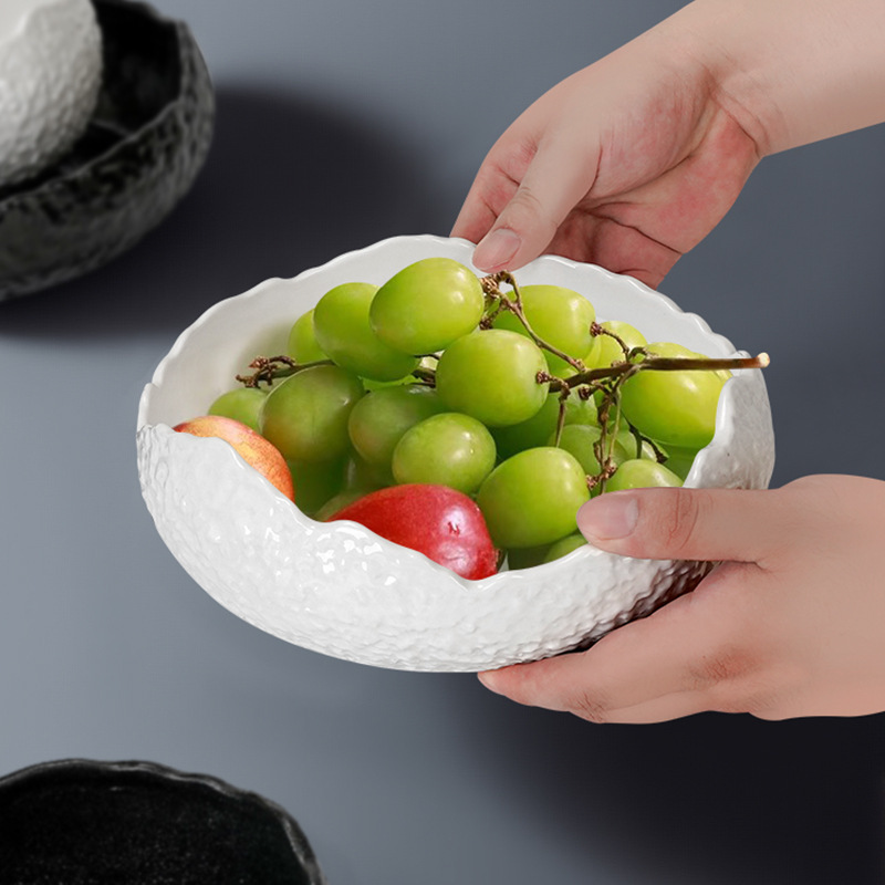 简约浮雕汤碗高级感甜品碗陶瓷餐具餐厅高颜值创意凉菜酒店沙拉碗|undefined