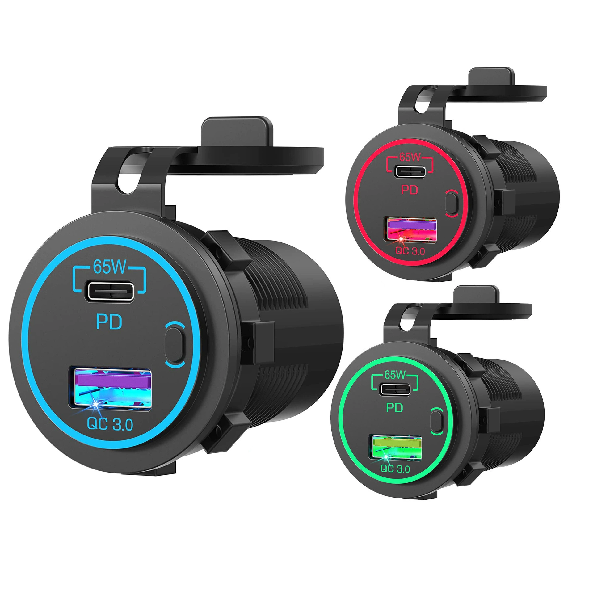 Новое автомобильное зарядное устройство для мобильного телефона модифицировано YPE-C двойной интерфейс USB PD65W небольшой переключатель быстрой зарядки QC3.0 автомобильное зарядное устройство