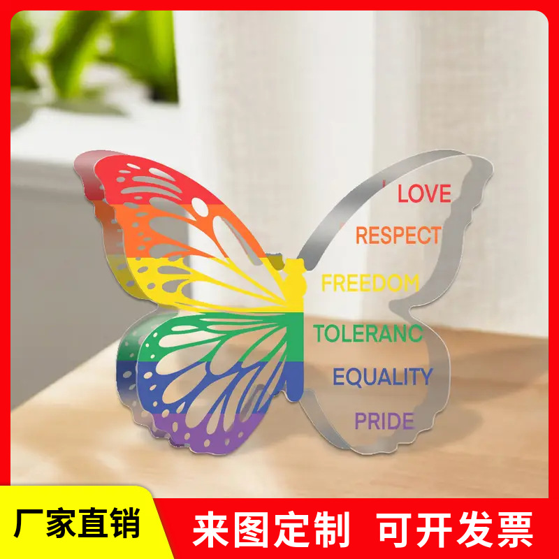 亚马逊跨境新品水晶蝴蝶透明亚克力母亲节感恩节工艺品摆件