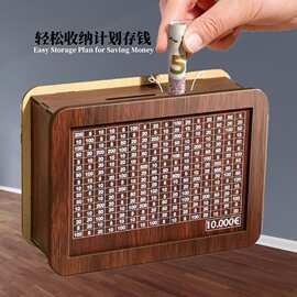 跨境爆款MoneyBoxwithCounter木质工艺品存钱罐零钱储蓄盒实木