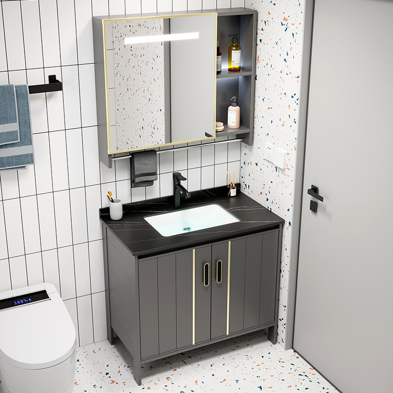 Engrosada espacio gabinete de baño de aluminio combinación balcón lavabo de piso de baño lavabo integrado lavabo piscina