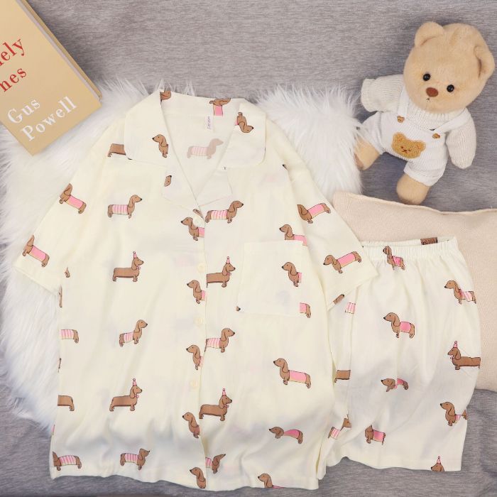 Al por mayor transfronterizo nuevo verano nubes de algodón dibujos animados mangas cortas pantalones cortos pijamas ropa de casa de mujer set ropa de casa de moda