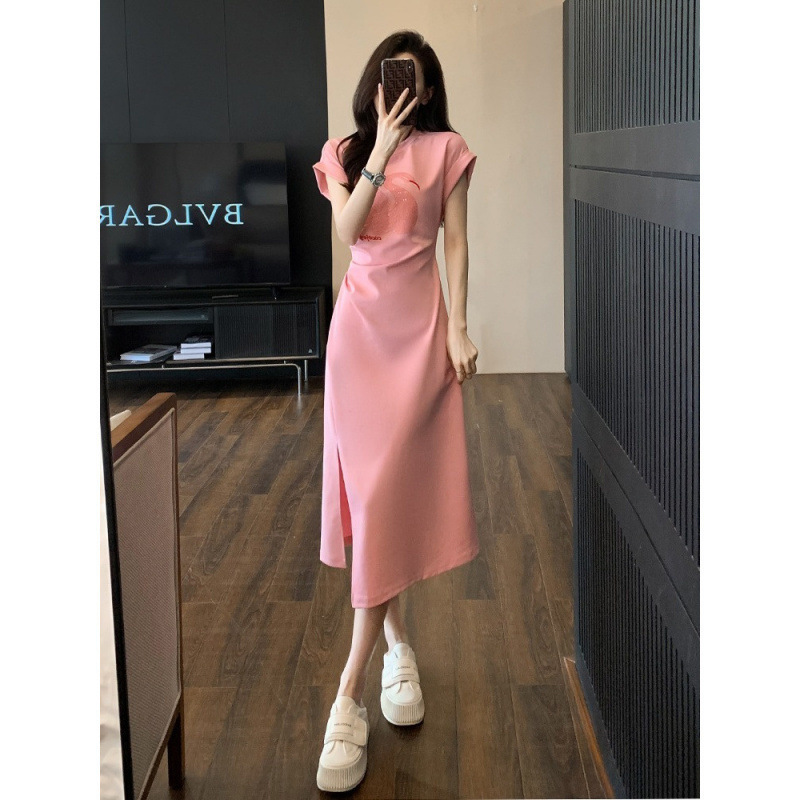 French-Style Elegant Dress for Women, Summer Slimming and Age-Reducing Casual Long T-Shirt Dress, Niche Dress with a Sense of Texture