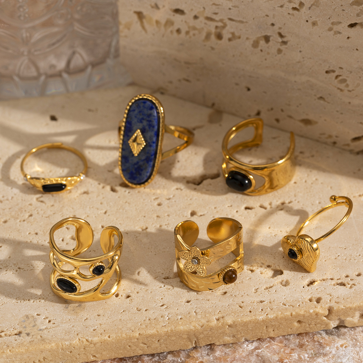 Anillo de acero de titanio de estilo europeo y americano de Tena, sentido de diseño de nicho femenino, anillo de nicho de todo fósforo, sentido de alta gama, joyería explosiva transfronteriza