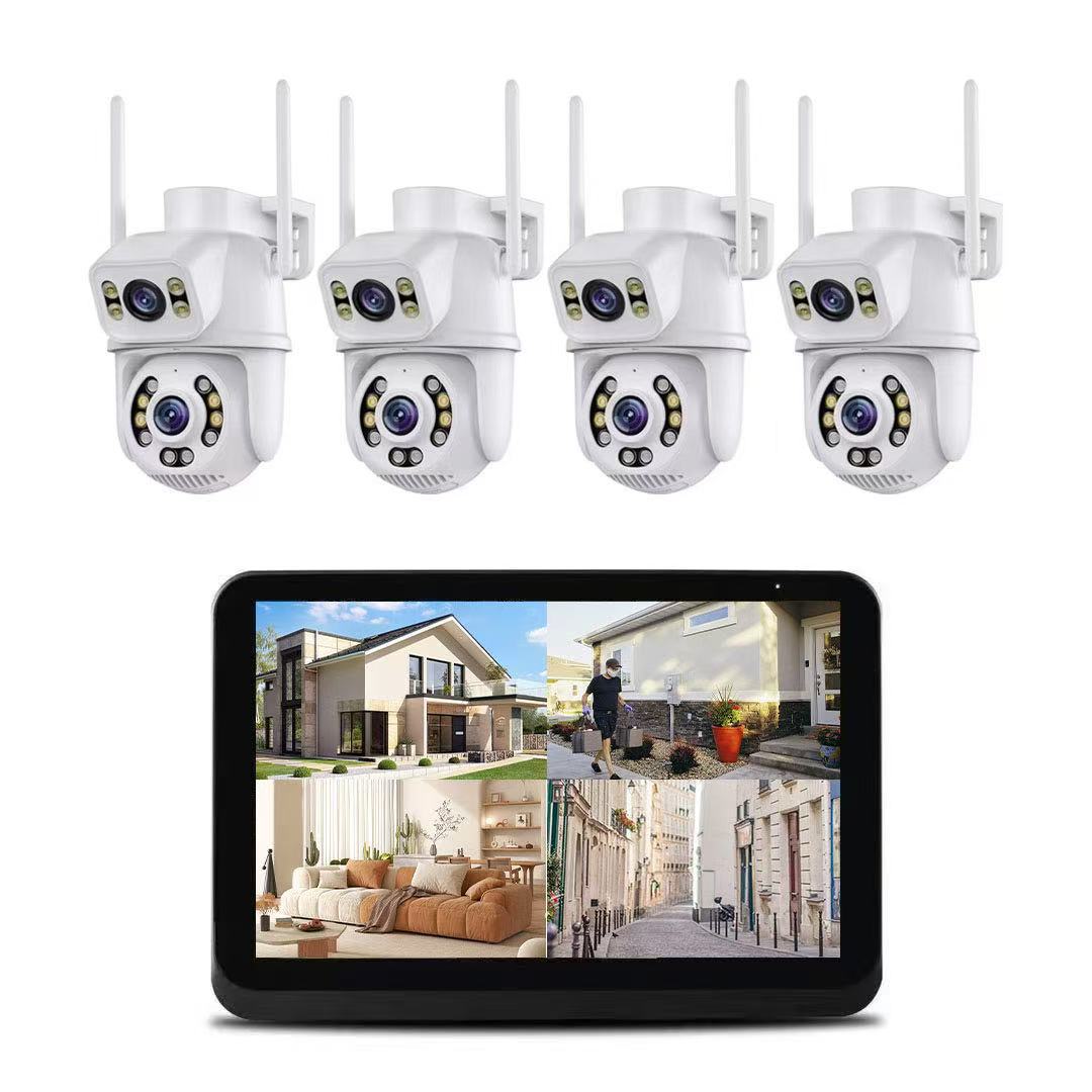 ICSEE 8MP WiFi NVR Seti Çift Lens PTZ IP Kamera 8CH Akıllı Ev Gece Görüşü