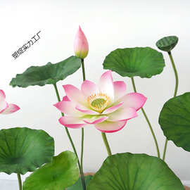 荷花仿真花假荷叶莲花客厅塑料PU假花装饰水池摆件拍照拍摄道极凯