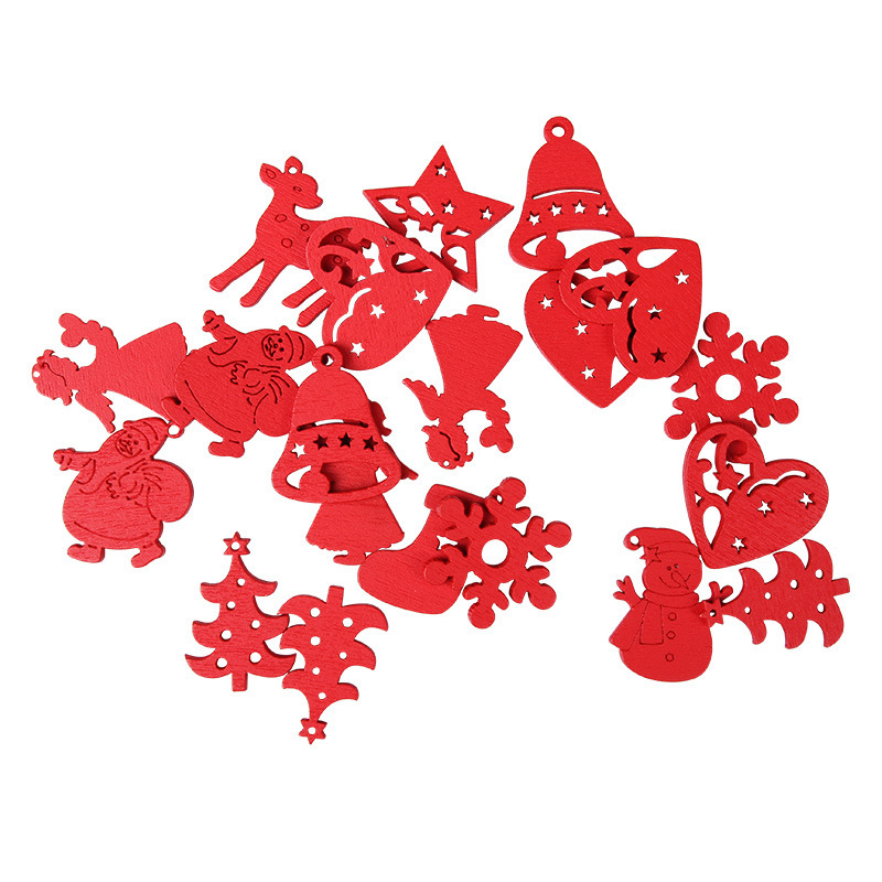 スポット工芸品diy木製クリスマスツリーペンダントホーム装飾ギフトアクセサリークリスマスペンダントカラー木製チップ|undefined