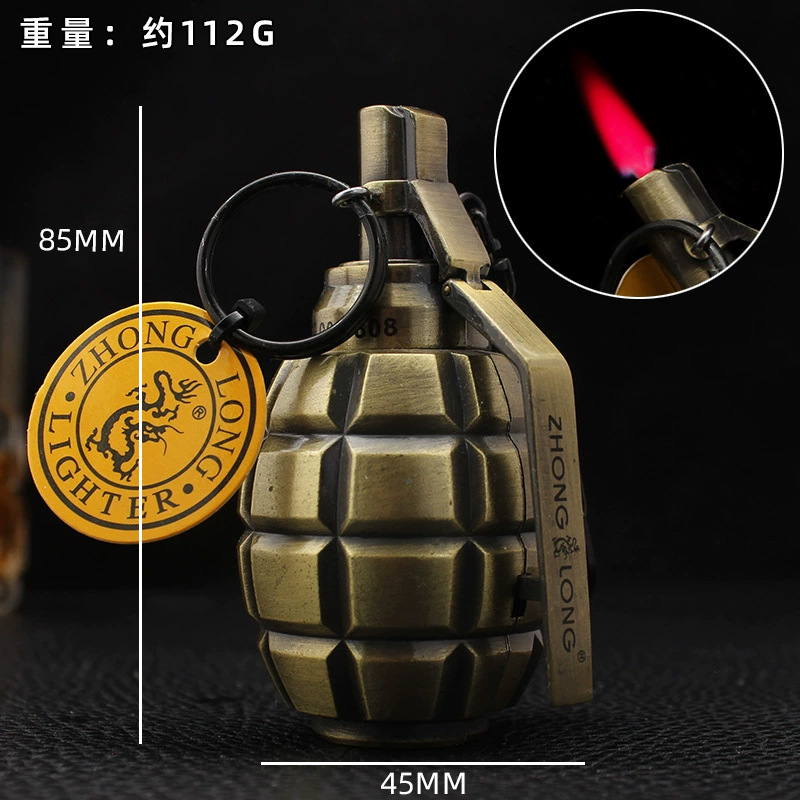 Zhonglong creativo inflable directo encendedor a prueba de viento llama roja adornos personales tabaco de metal al aire libre al por mayor