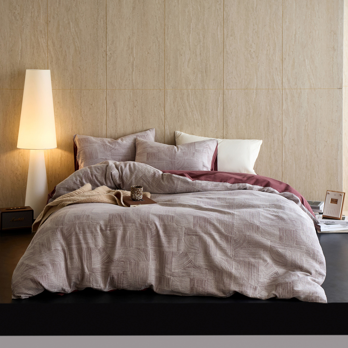 Japanese-Style All-Cotton Jacquard Washed Yarn-Dyed Brushed Four-Piece Set Simple Luxury Autumn and Winter Bedding Duvet Cover Bed Sheet Bedding