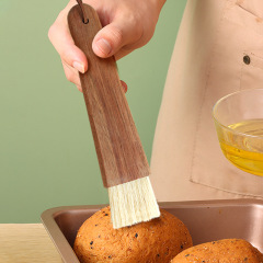 Wood Handle Barbecue Brush Oil Brush Acacia Boar Bristle Bread Egg Liquid Cake Baking Brush Coffee Grinder Cleaning Brush 