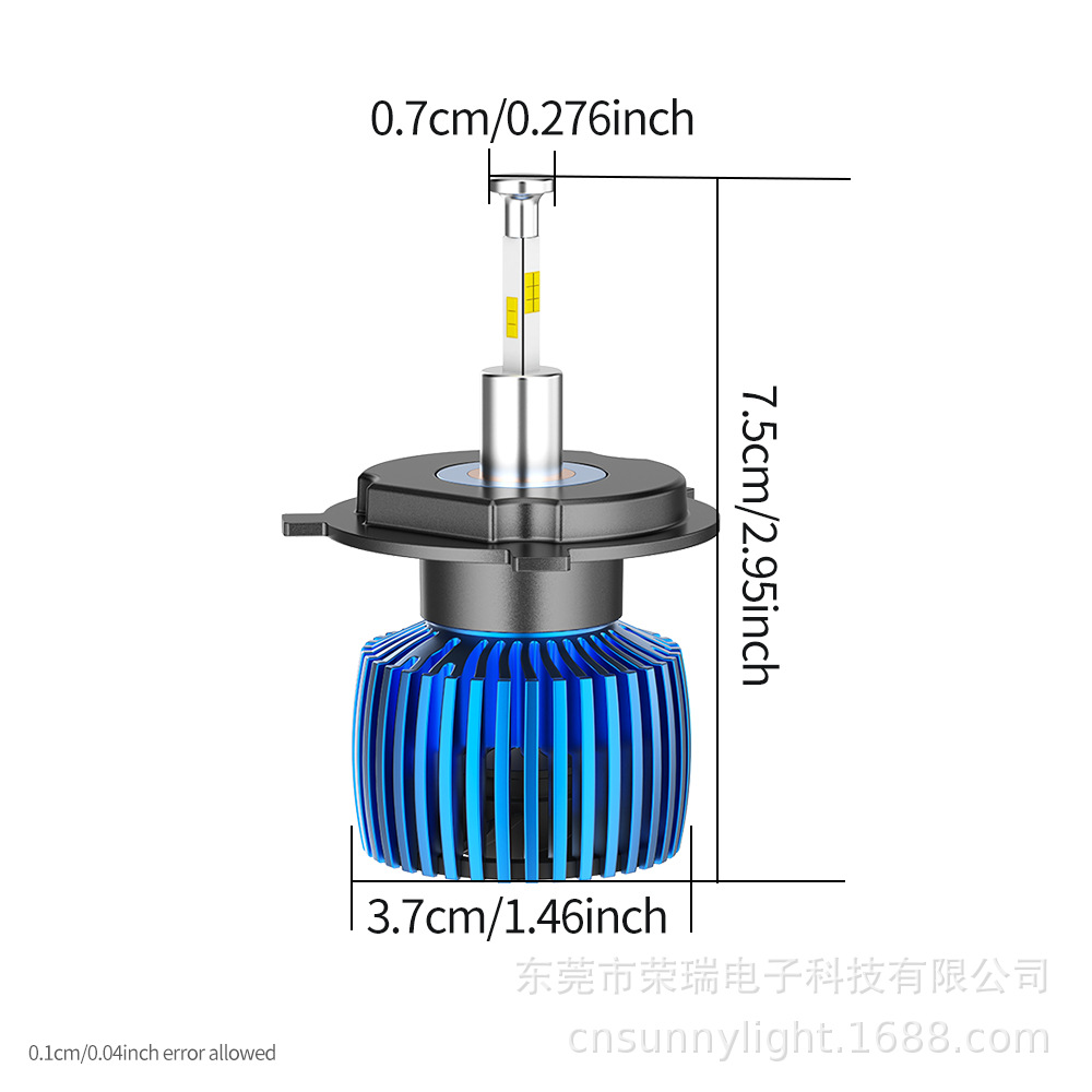 Popular in foreign trade: 55W high-power LED motorcycle headlight bulb H4 with integrated high and low beam P43T high-brightness car light